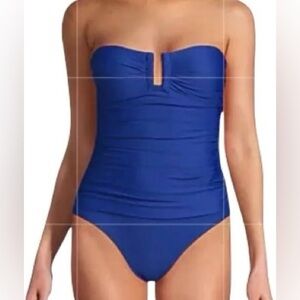 DKNY U-Wire Bandeau strapless one piece Piece full bottom coverage swimsuit NWT